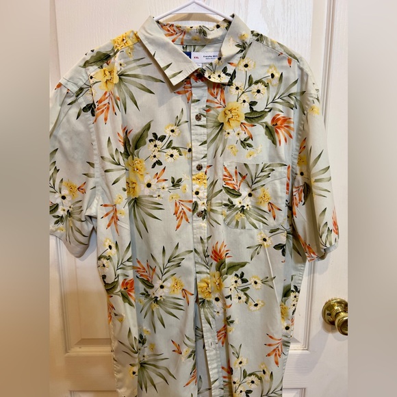 Old Navy Everyday Shirt regular fit Hawaiian mint green w/yellow/orange.Size XXL - Picture 2 of 4